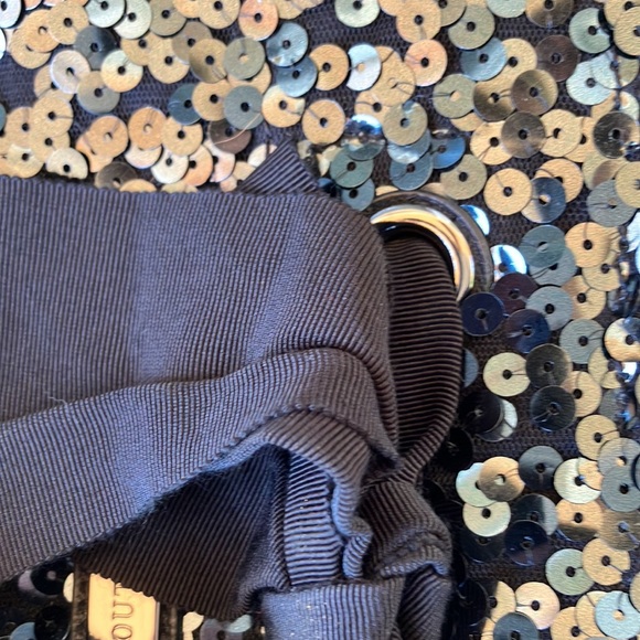 Juicy Couture Blk Velvet with Greenish Blue Iridescent Sequins & Blk Bow Clutch - Picture 14 of 16